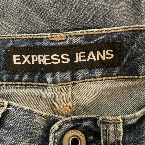 Express Men's loose fit boot cut Blue Jeans 31x32 - Picture 5 of 8